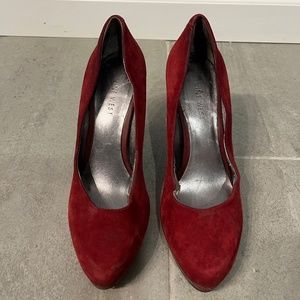 Red suede Nine West heels